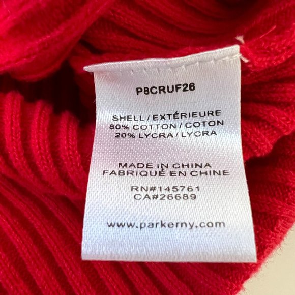 Parker Gyladyce Off Shoulder Ruffle Trim Knit Sweater Strawberry Red size Large - Picture 10 of 12